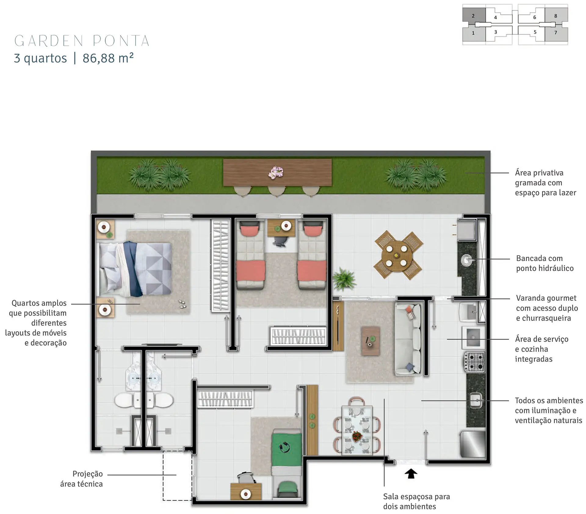 GARDEN PONTA | 86,88 m²